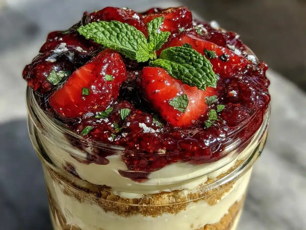 no bake strawberry cheesecake parfait preparation steps
