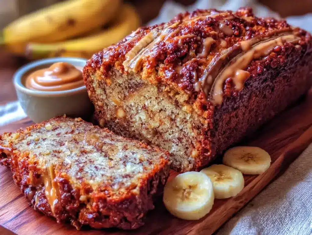 peanut butter banana bread - featured image