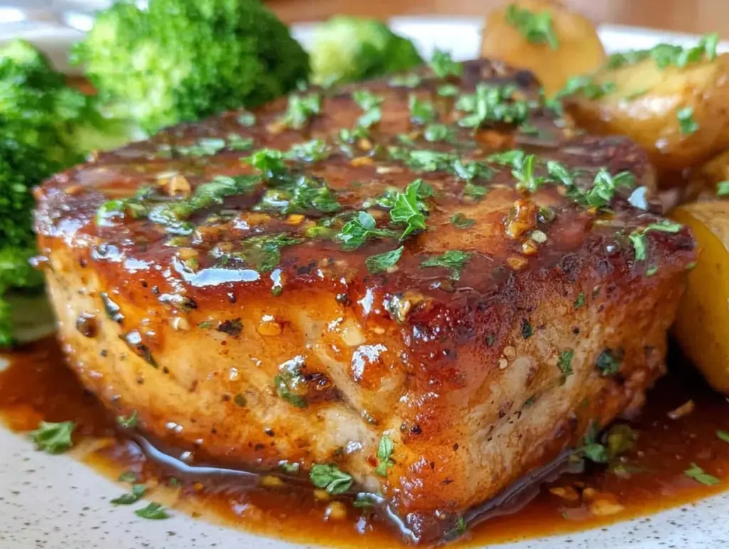 quick honey garlic pork chops - featured image