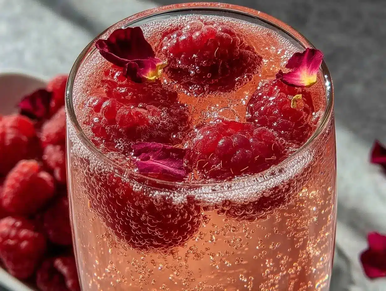 Refreshing Raspberry Rose Prosecco Sparkler preparation steps