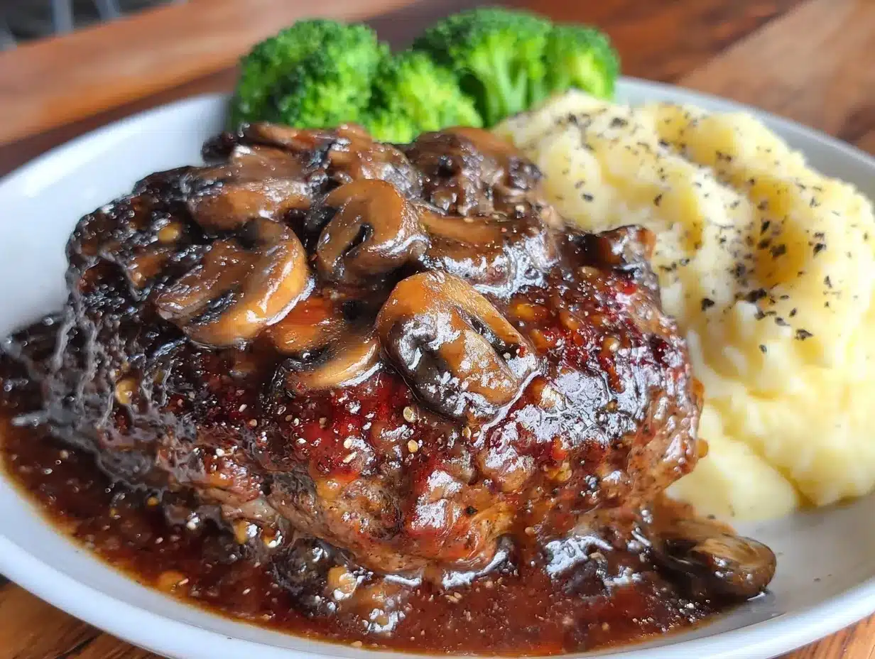 Salisbury steak with creamy mushroom gravy preparation steps