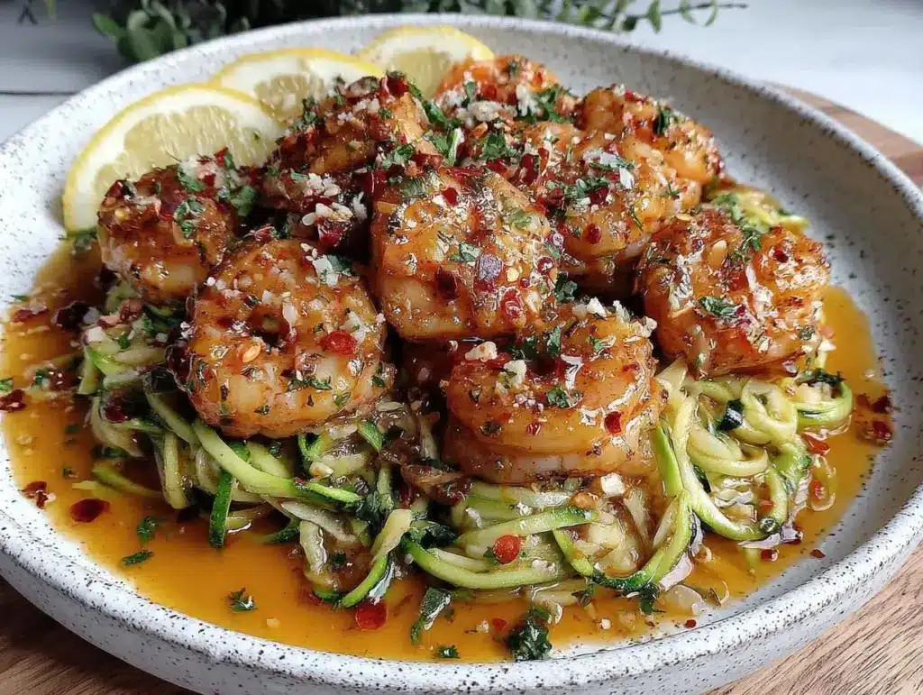 shrimp scampi with zucchini noodles - featured image