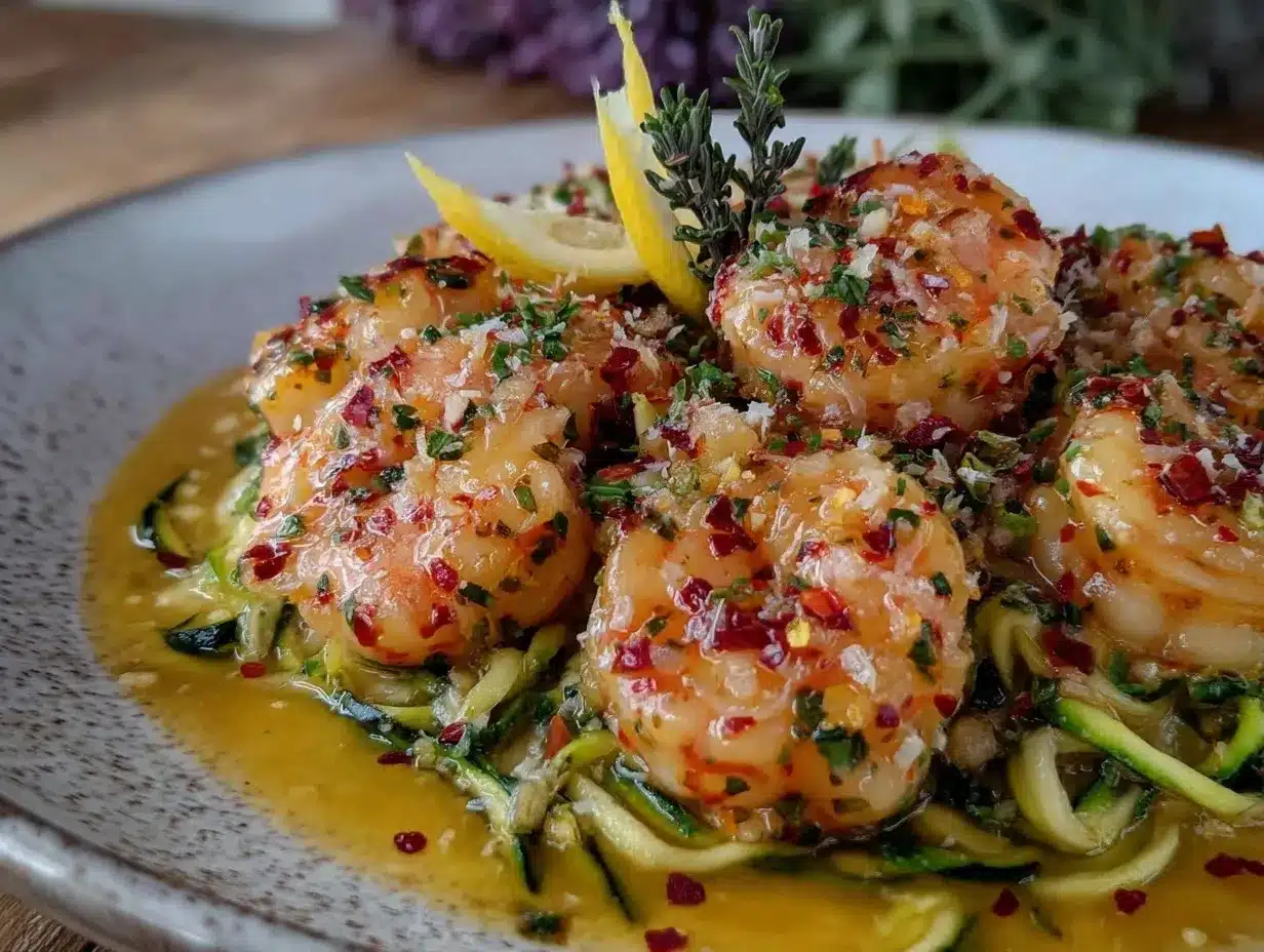 shrimp scampi with zucchini noodles preparation steps