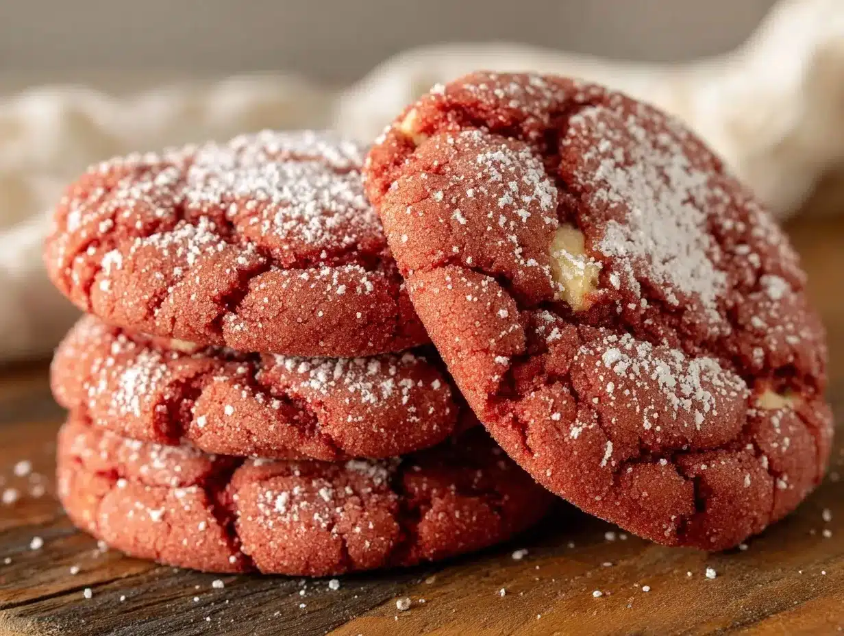 Soft Pink Velvet Crinkle Cookies preparation steps