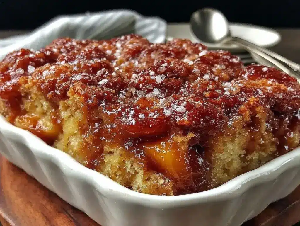 southern style peach cobbler - featured image