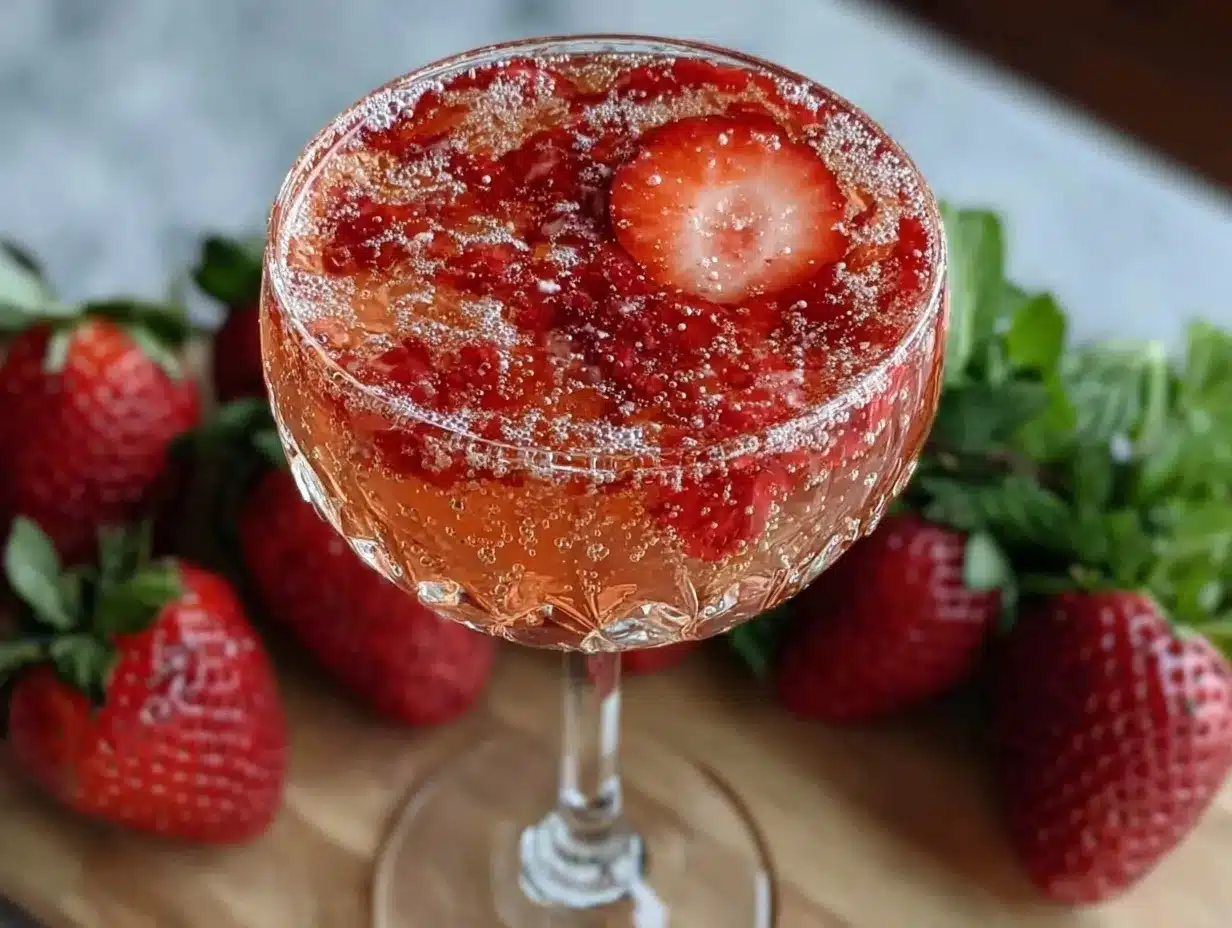 strawberry champagne cocktail preparation steps