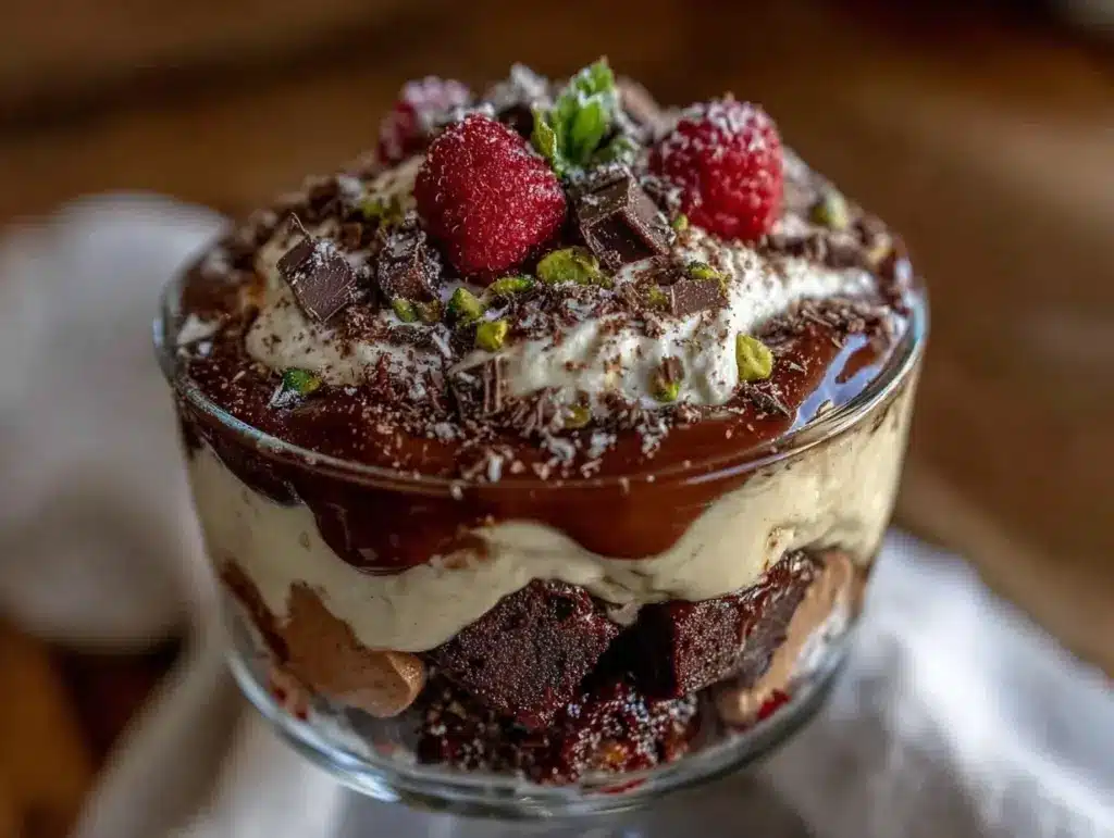 triple chocolate trifle dessert - featured image