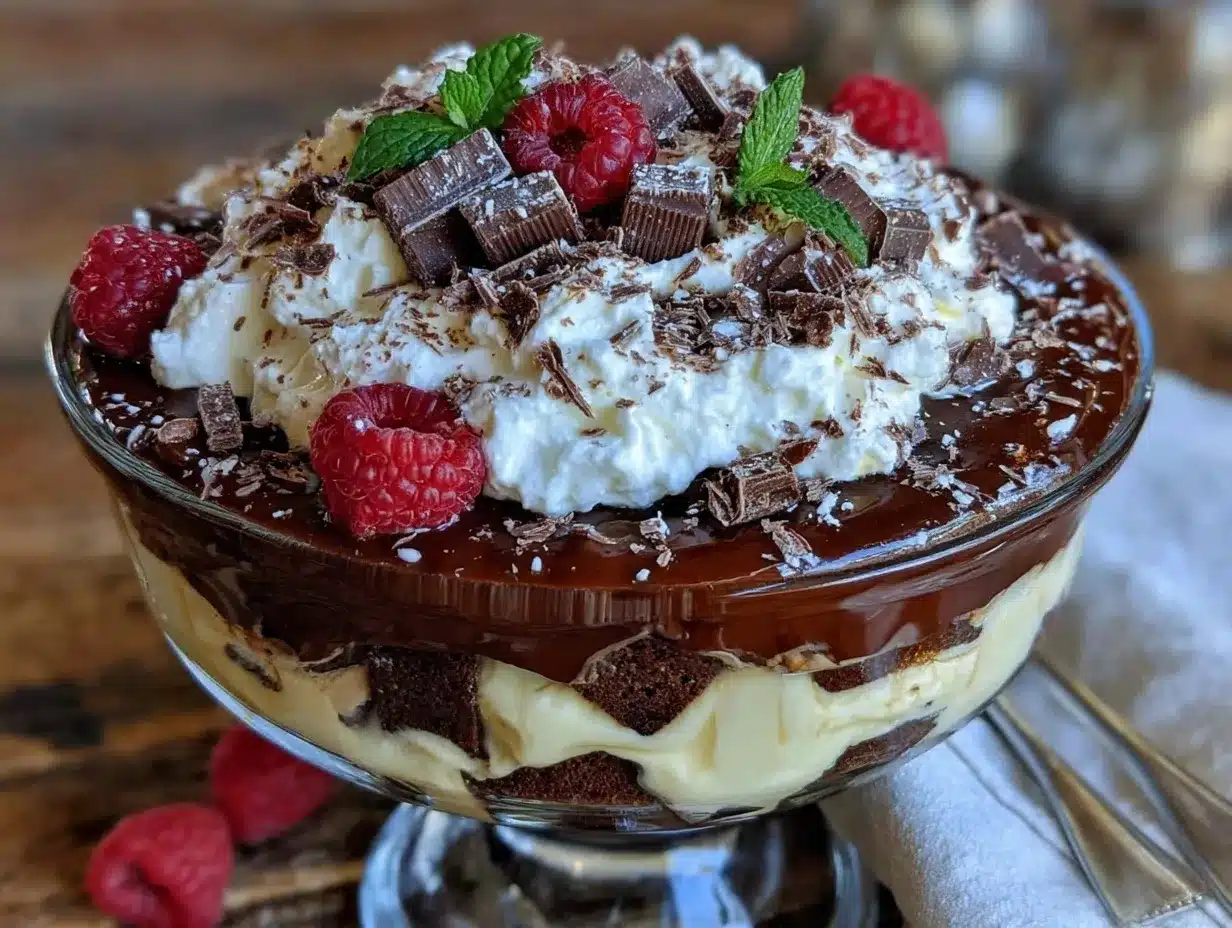 triple chocolate trifle dessert preparation steps