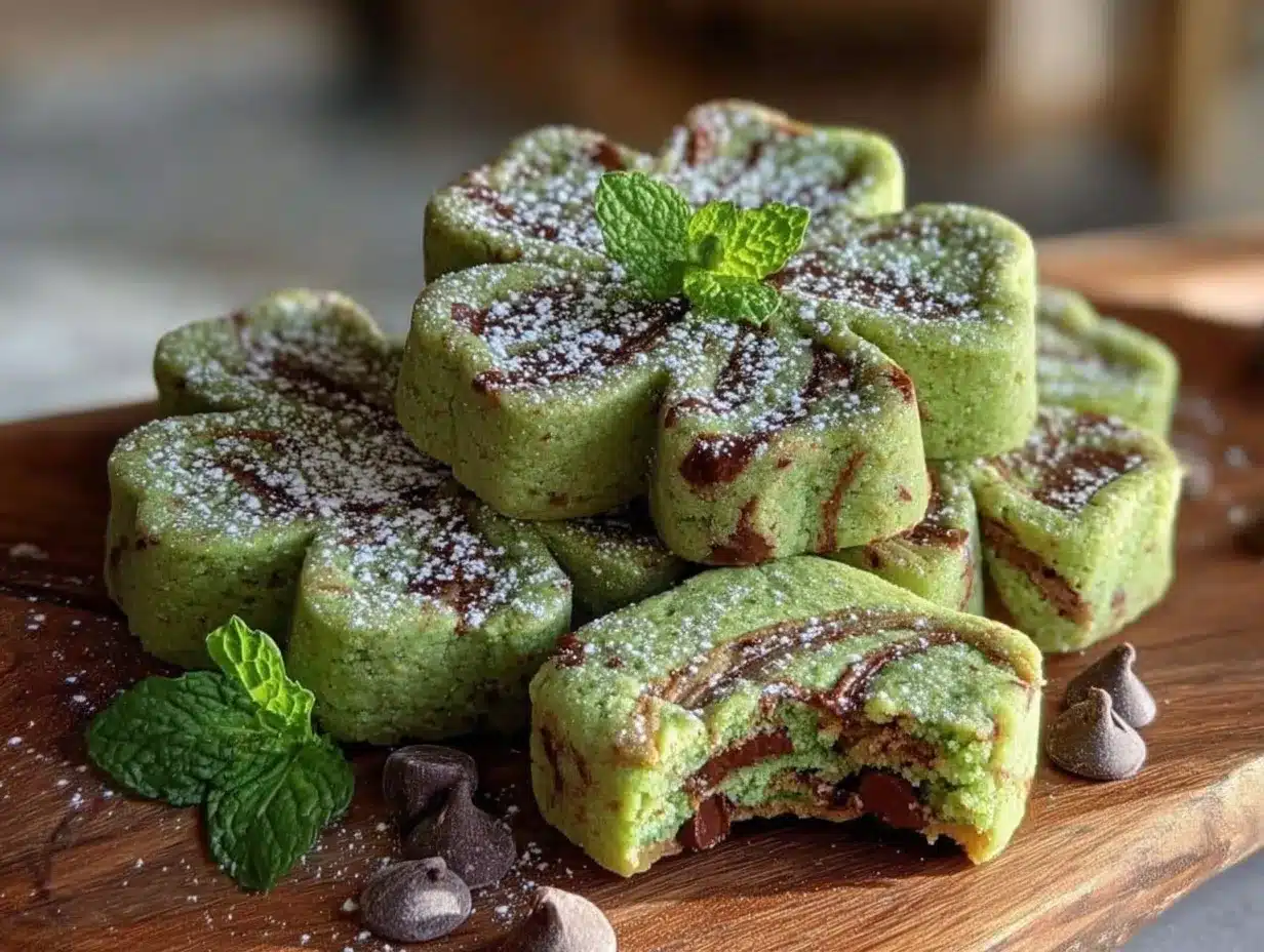 chewy mint chocolate shamrock cookies preparation steps