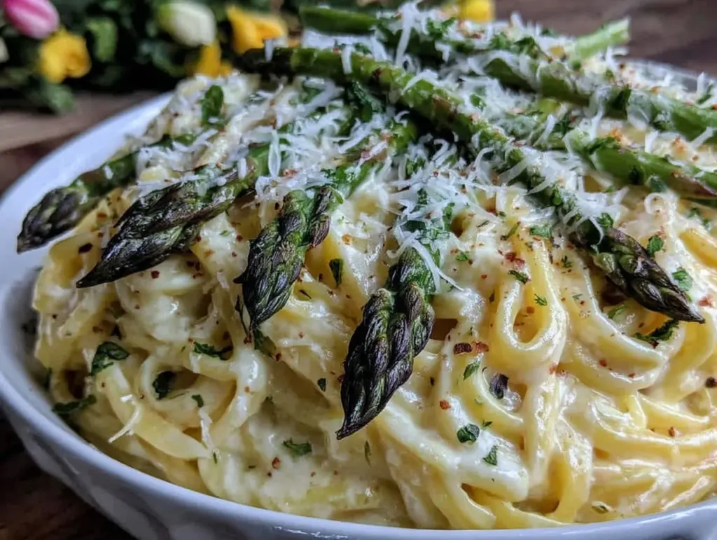 creamy asparagus lemon pasta - featured image