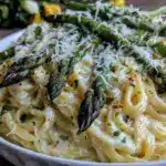 creamy asparagus lemon pasta - featured image