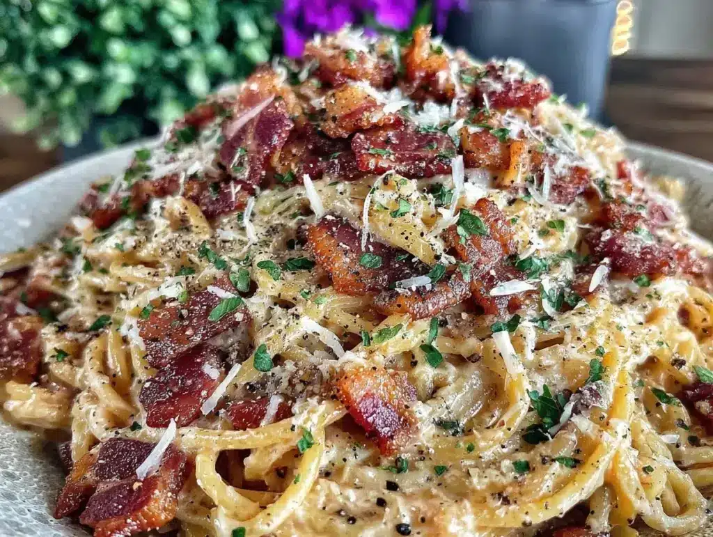 creamy bacon carbonara - featured image
