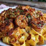 creamy cajun shrimp fettuccine - featured image