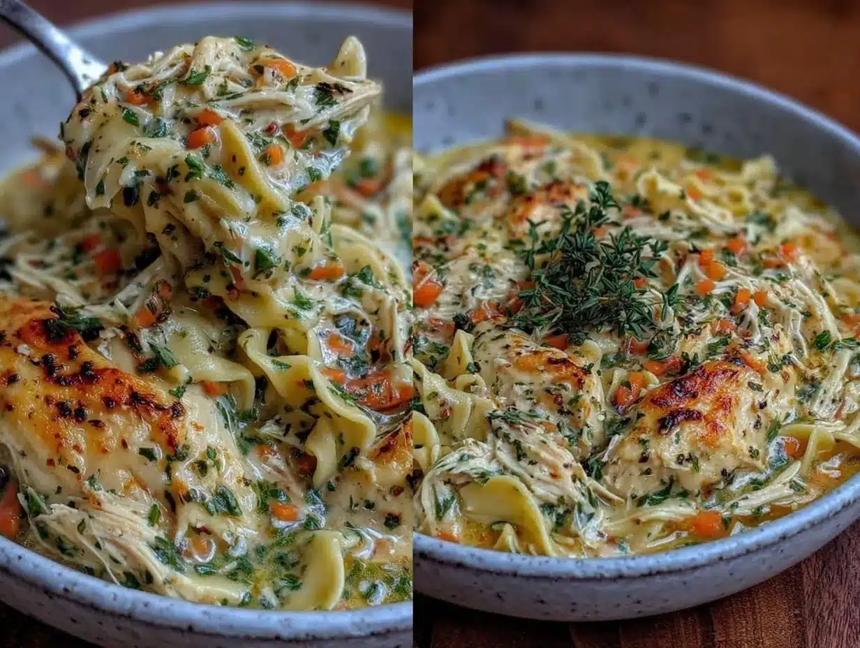 creamy chicken noodle soup preparation steps