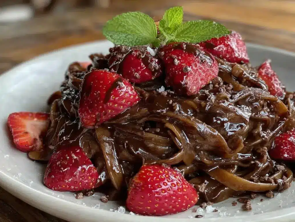 creamy chocolate strawberry pasta dessert - featured image