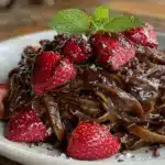 creamy chocolate strawberry pasta dessert - featured image