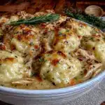 creamy crockpot chicken and dumplings - featured image