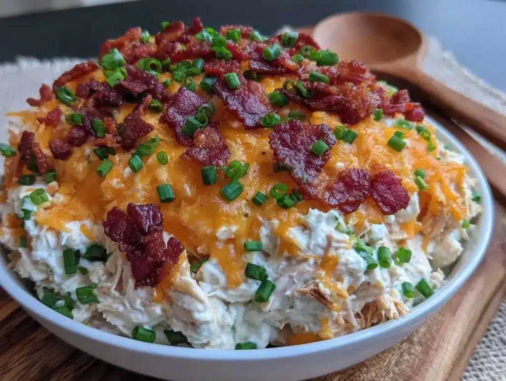 creamy crockpot crack chicken with bacon - featured image