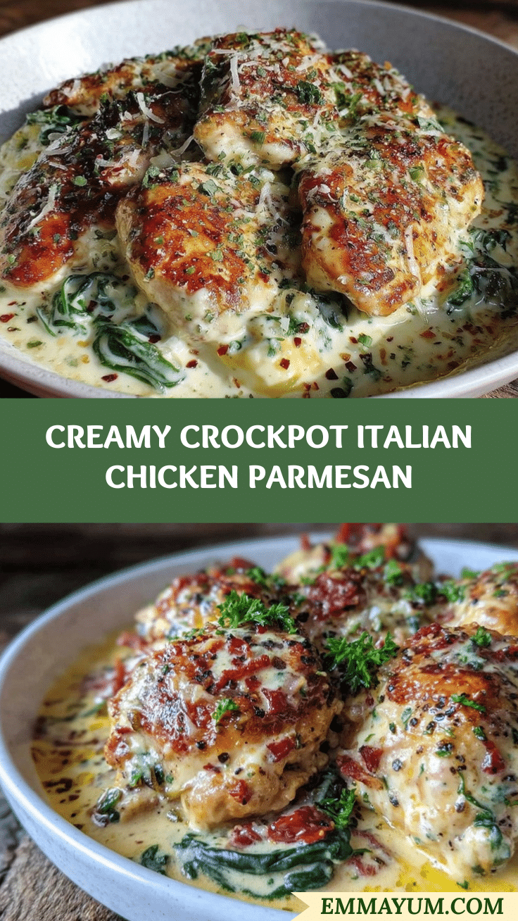 creamy crockpot Italian chicken Parmesan recipe