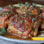 creamy lemon garlic butter chicken thighs - featured image