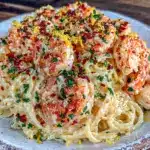creamy lemon garlic shrimp linguine - featured image