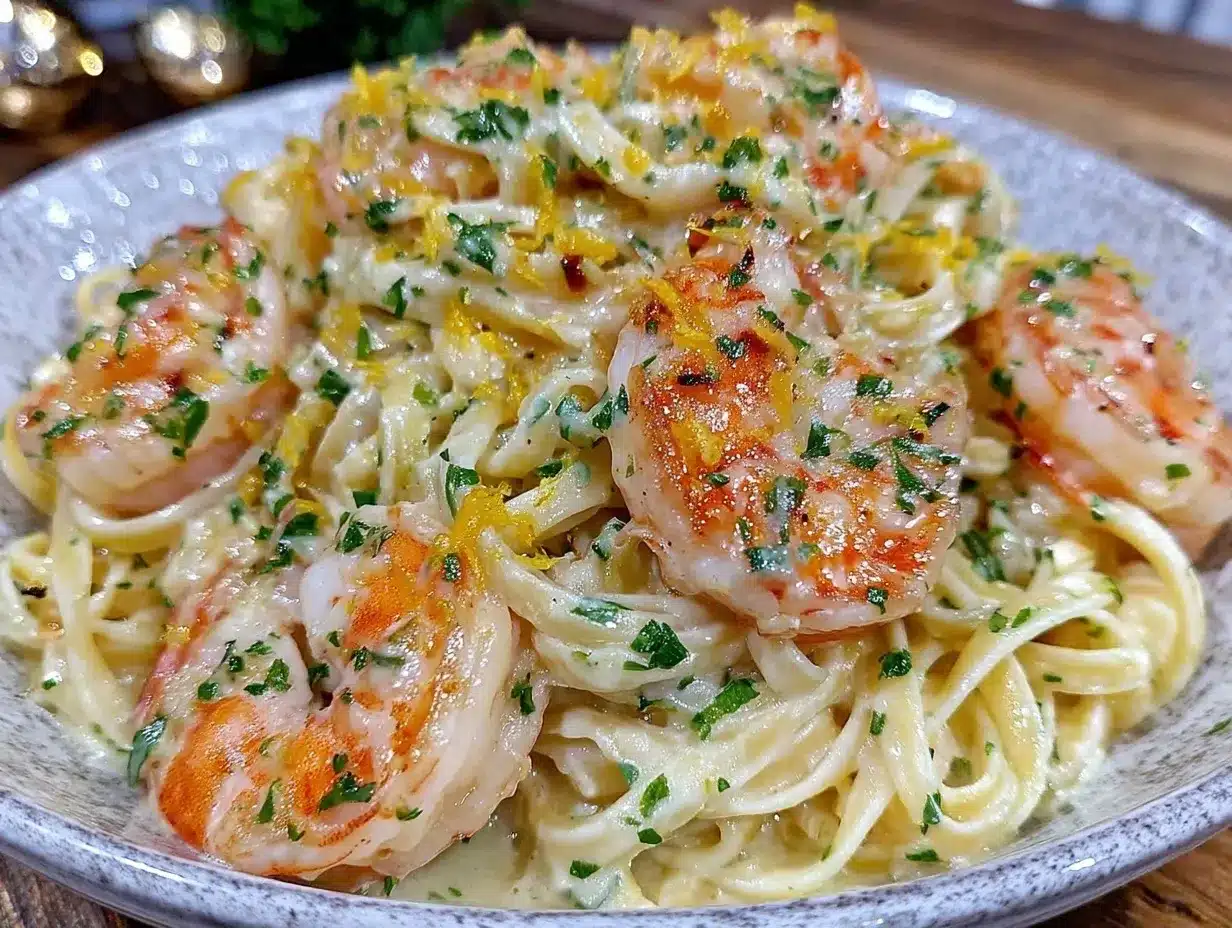 creamy lemon garlic shrimp linguine preparation steps