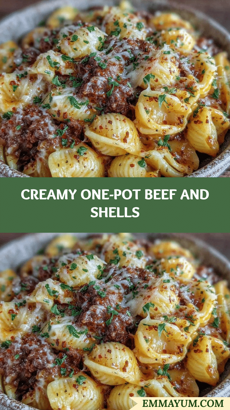 creamy one-pot beef and shells recipe
