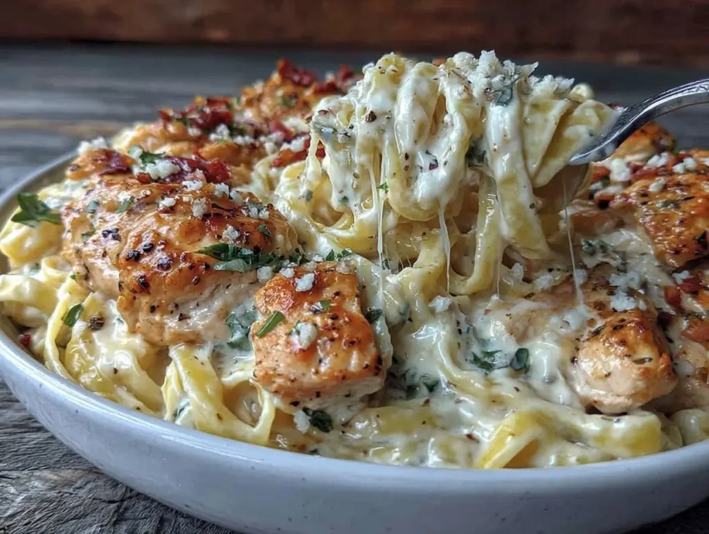 creamy one-pot cheesy chicken Alfredo - featured image