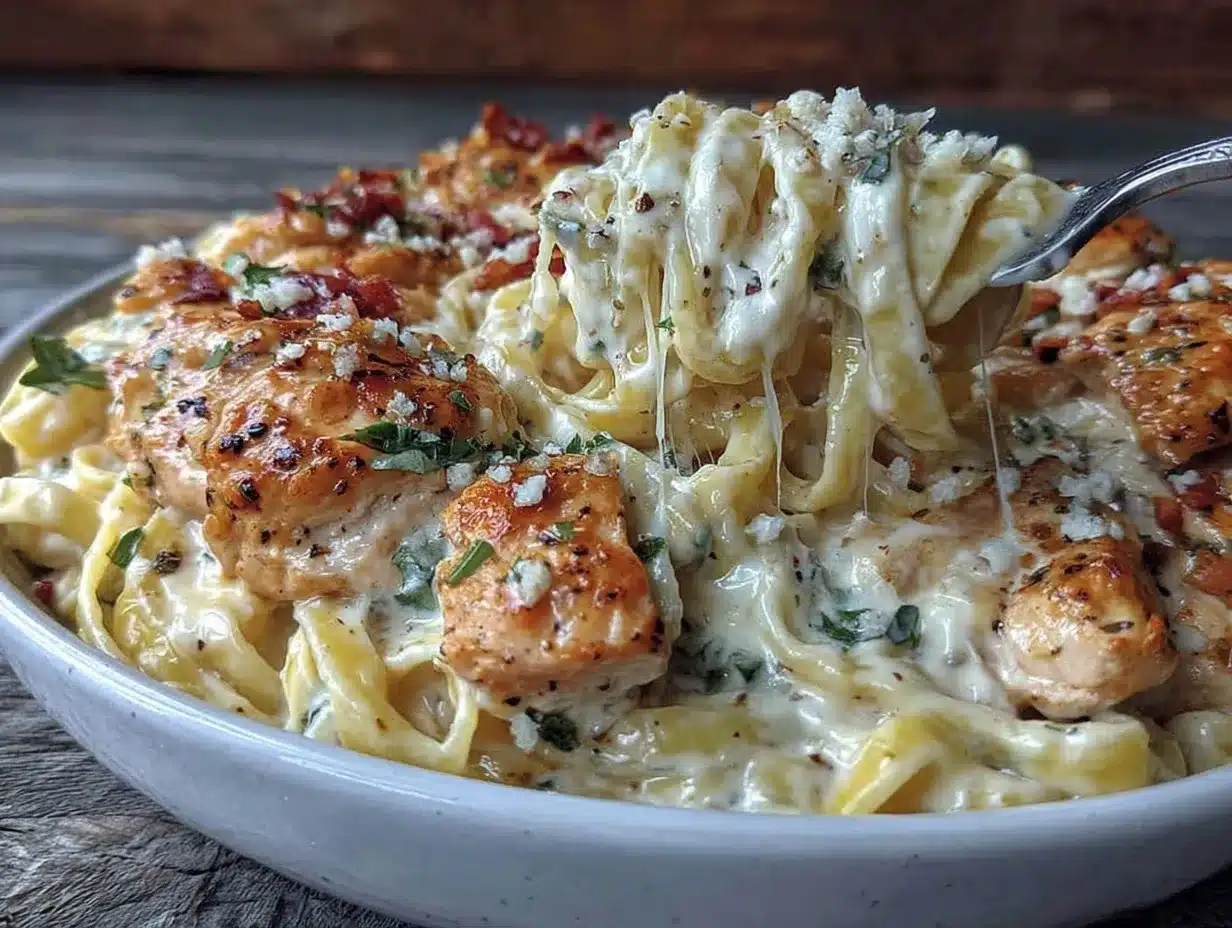 creamy one-pot cheesy chicken Alfredo preparation steps