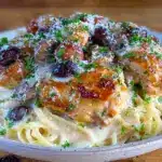 creamy one-pot mushroom chicken pasta - featured image