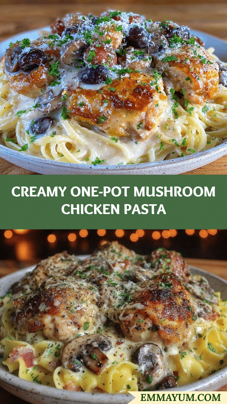 creamy one-pot mushroom chicken pasta recipe