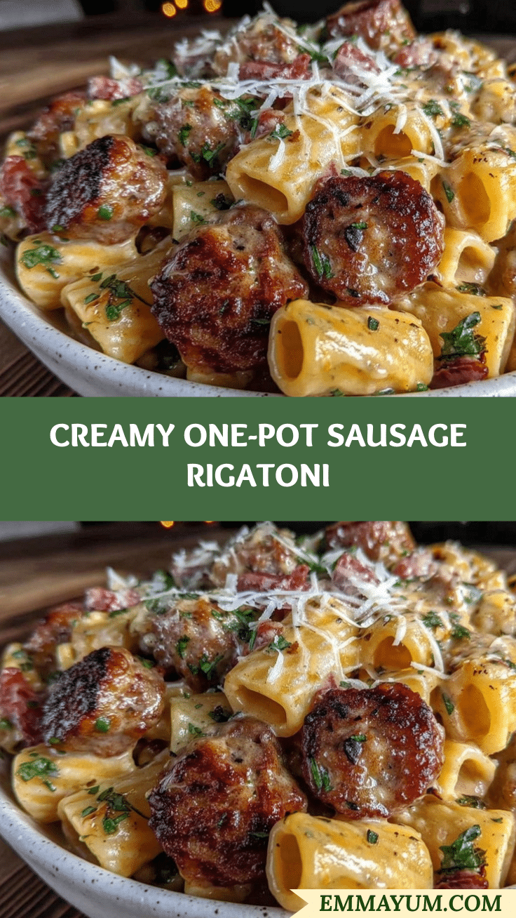 creamy one-pot sausage rigatoni recipe