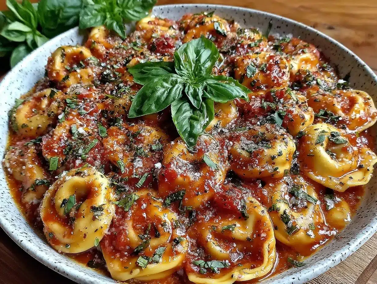 creamy one-pot tomato basil tortellini preparation steps