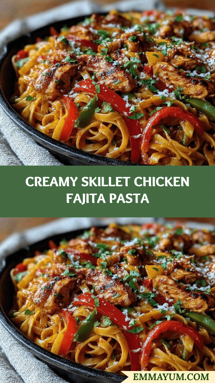 creamy skillet chicken fajita pasta recipe