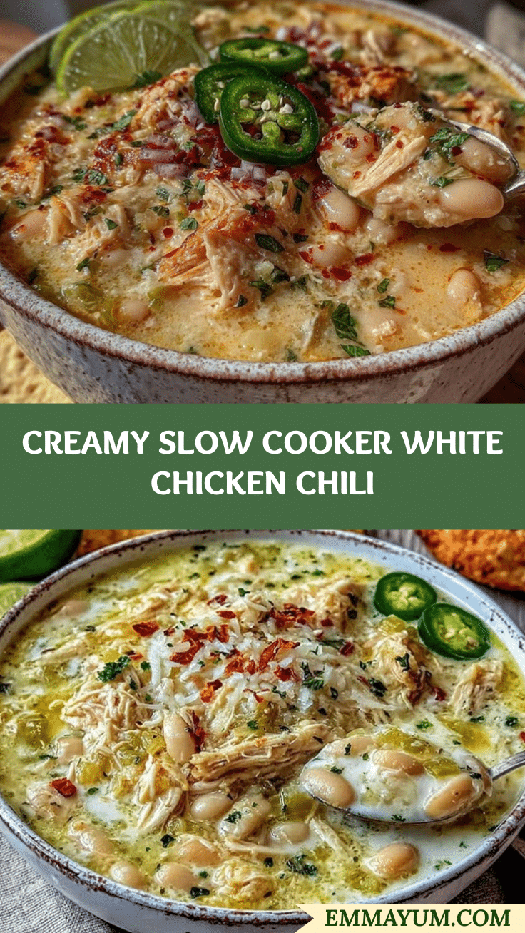 creamy slow cooker white chicken chili recipe