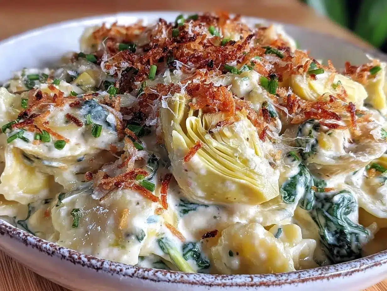 creamy spinach artichoke pasta preparation steps
