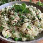 creamy spring pea and mint risotto - featured image