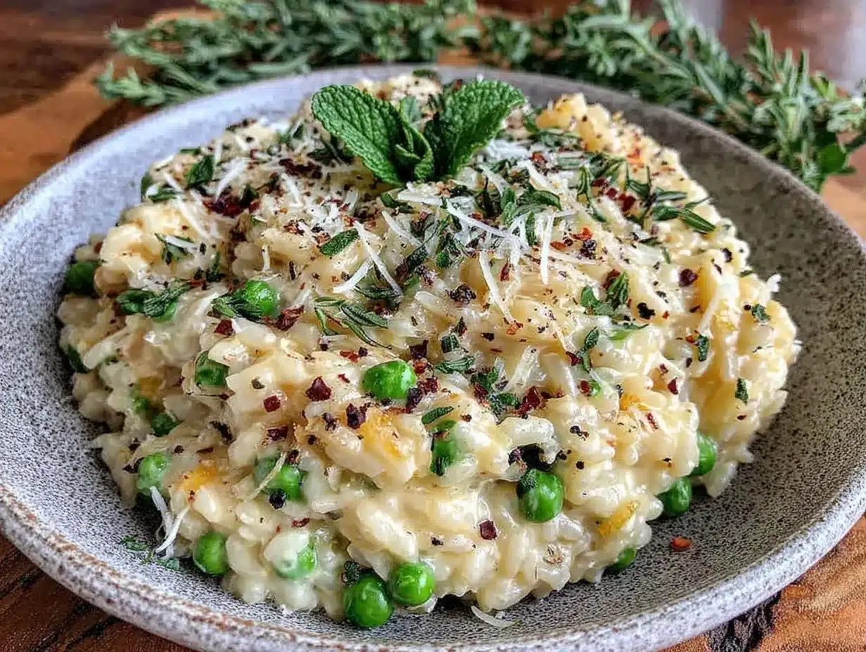 creamy spring pea and mint risotto preparation steps