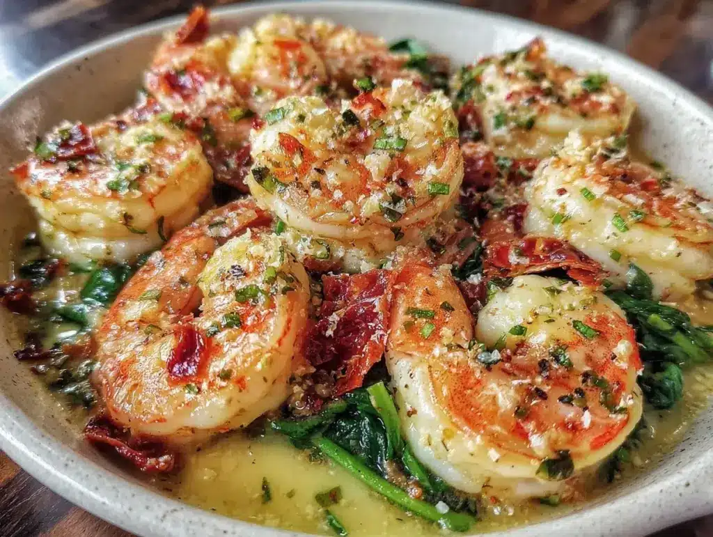 creamy tuscan garlic butter shrimp - featured image