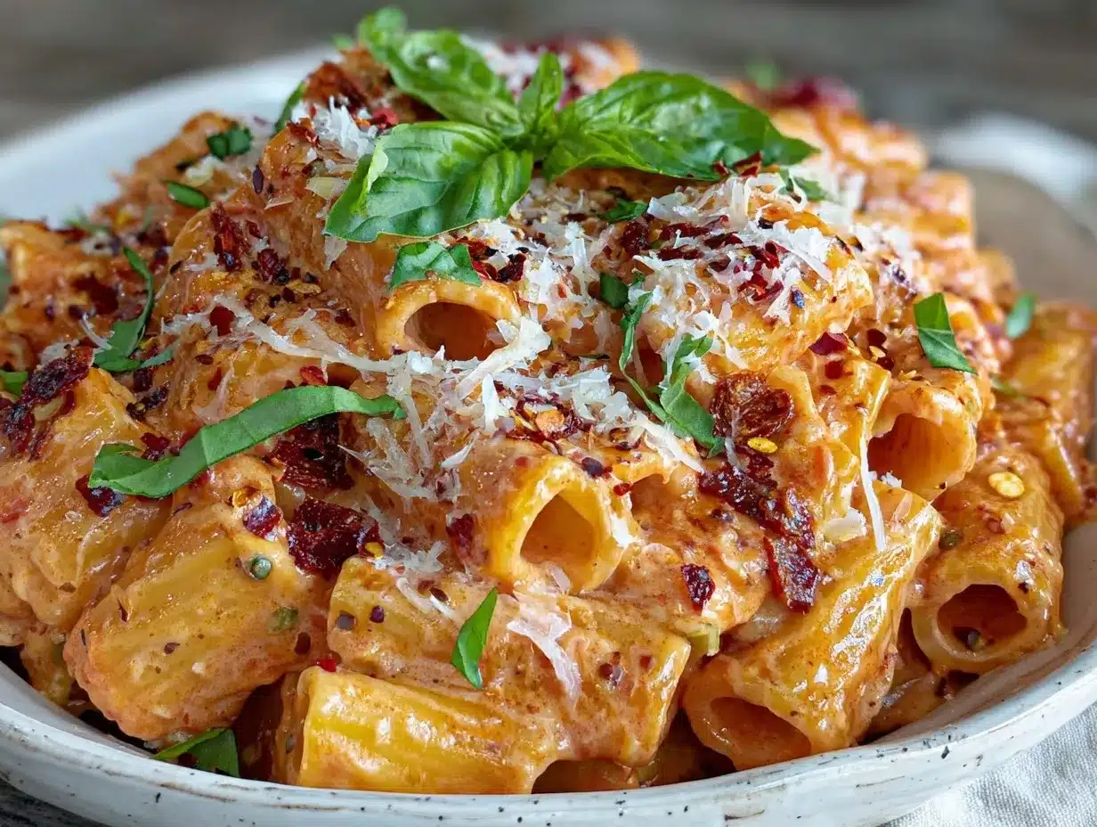 creamy vodka sauce rigatoni preparation steps