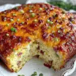 crispy cheesy hash brown breakfast casserole - featured image