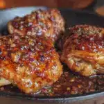 crispy skillet bbq chicken thighs - featured image
