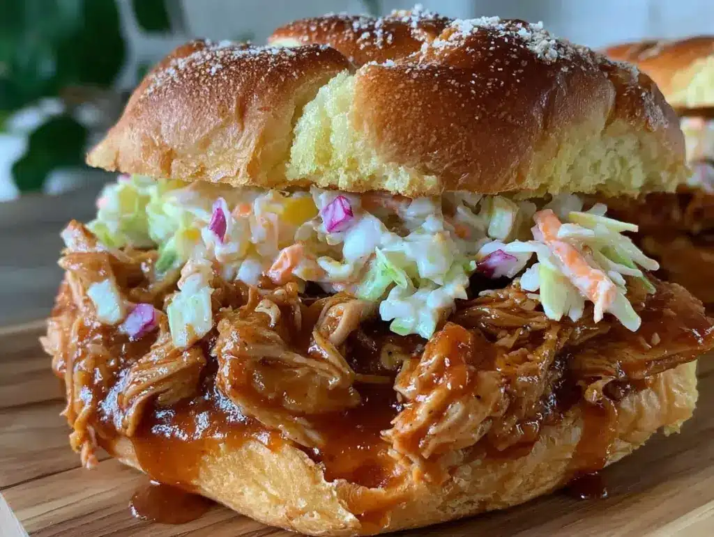 crockpot bbq pulled chicken sandwiches - featured image