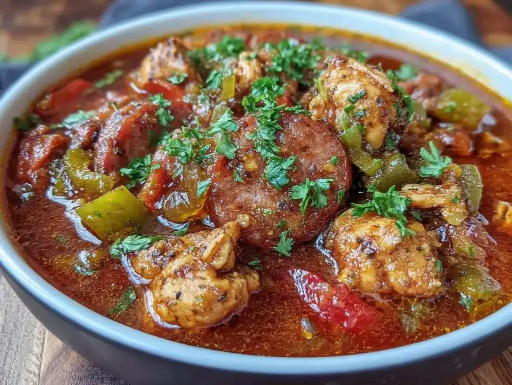 crockpot chicken and sausage gumbo - featured image