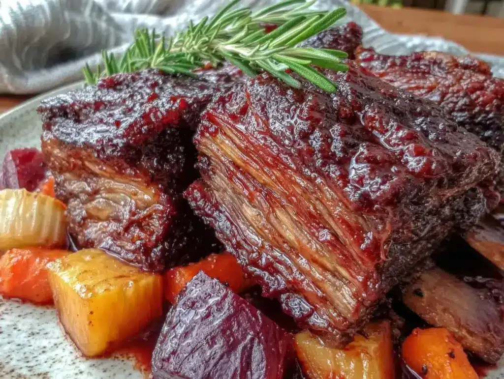 crockpot red wine braised short ribs - featured image