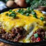 easy cheesy one-pan beef and rice skillet - featured image