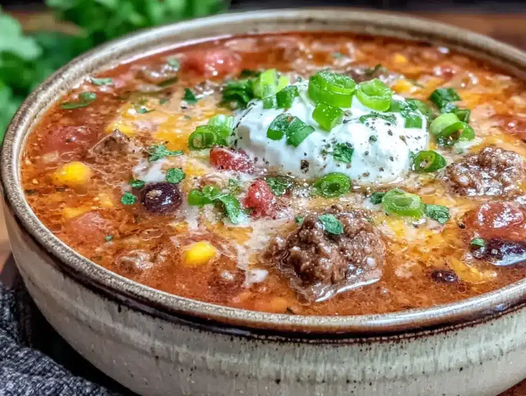 easy hearty crockpot taco soup - featured image