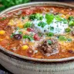 easy hearty crockpot taco soup - featured image