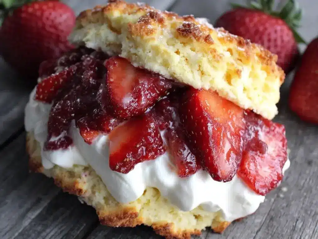fluffy fresh strawberry shortcake - featured image