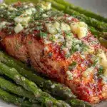 garlic butter salmon sheet pan dinner - featured image